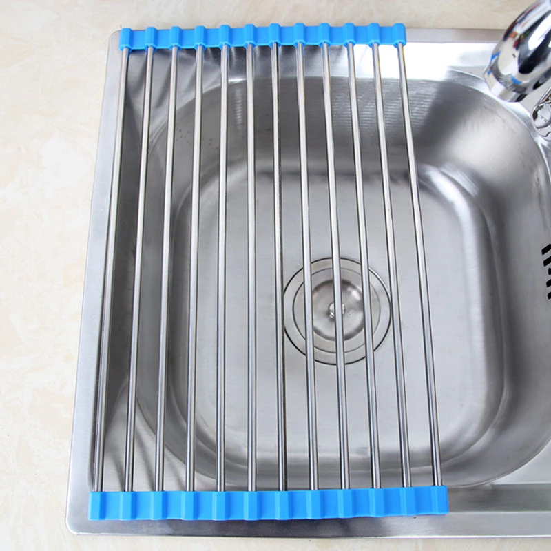 Складная сушилка-подставка на раковину (мойку) для посуды, овощей и фруктов Kitchen Drainboard (голубая) - фото 2 - id-p1475344957