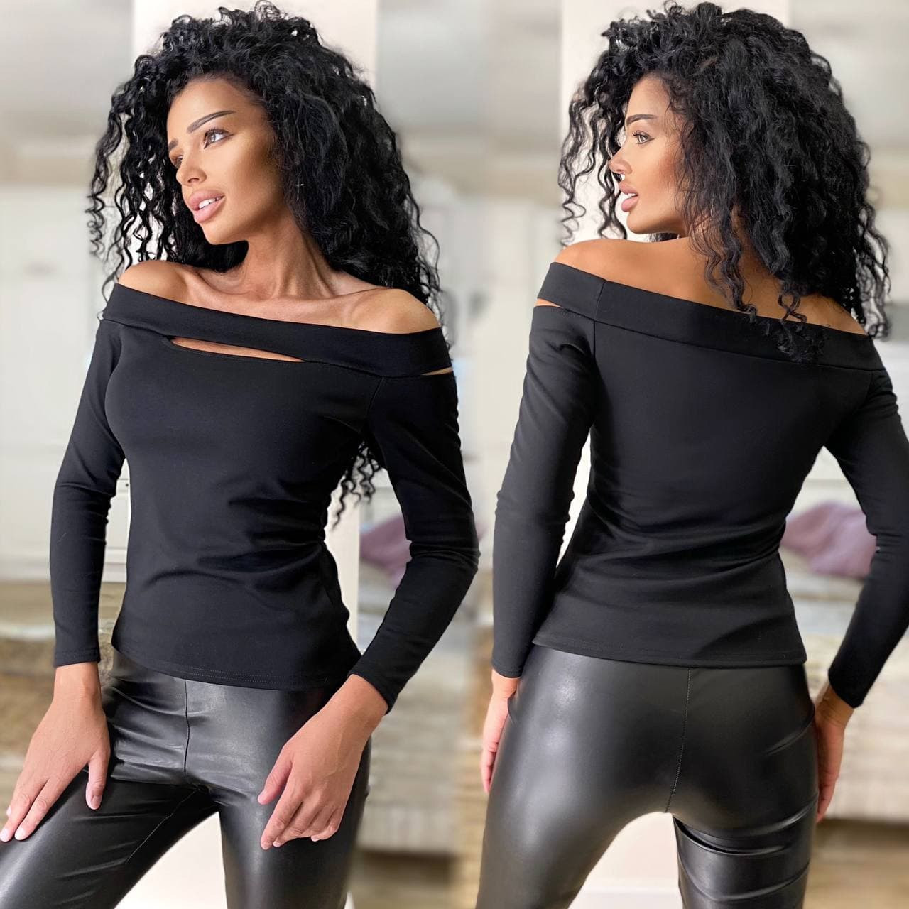 Жіноча кофта з відкритими плечима і розрізами, фото 1