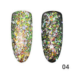 Втирання для нігтів, Пластівці Юкі Global Fashion, срібло-зелений