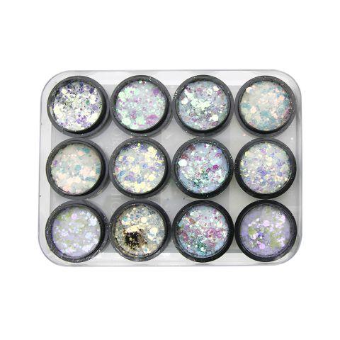 Декор для нігтів, Galaxy glitter, 12 кольорів