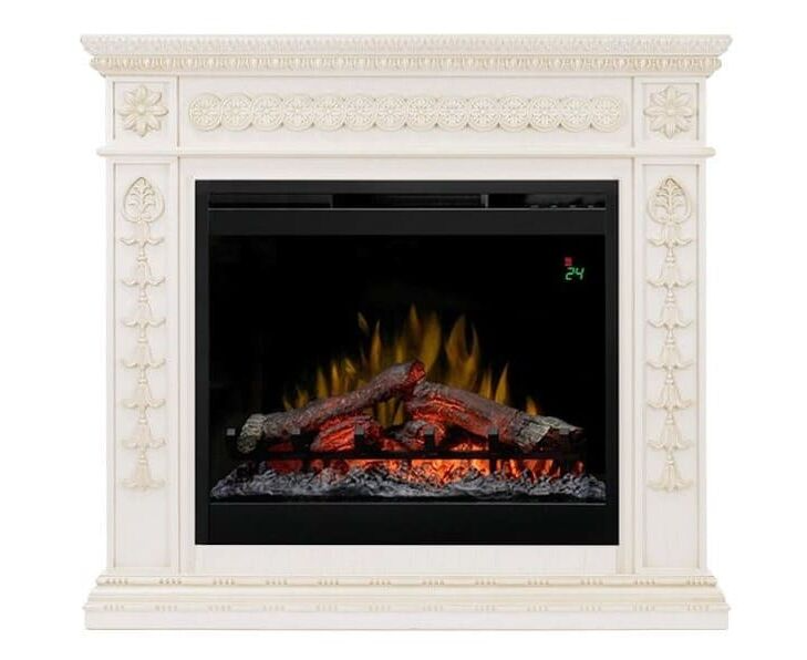 Пристінний камін Fireplace Ван Рейн Слонова кістка з ефектом мерехтіння дров зі звуком і обігрівом
