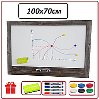 Доска  магнитно-маркерная,офисная,  100х70 на стену. Магнитная доска.