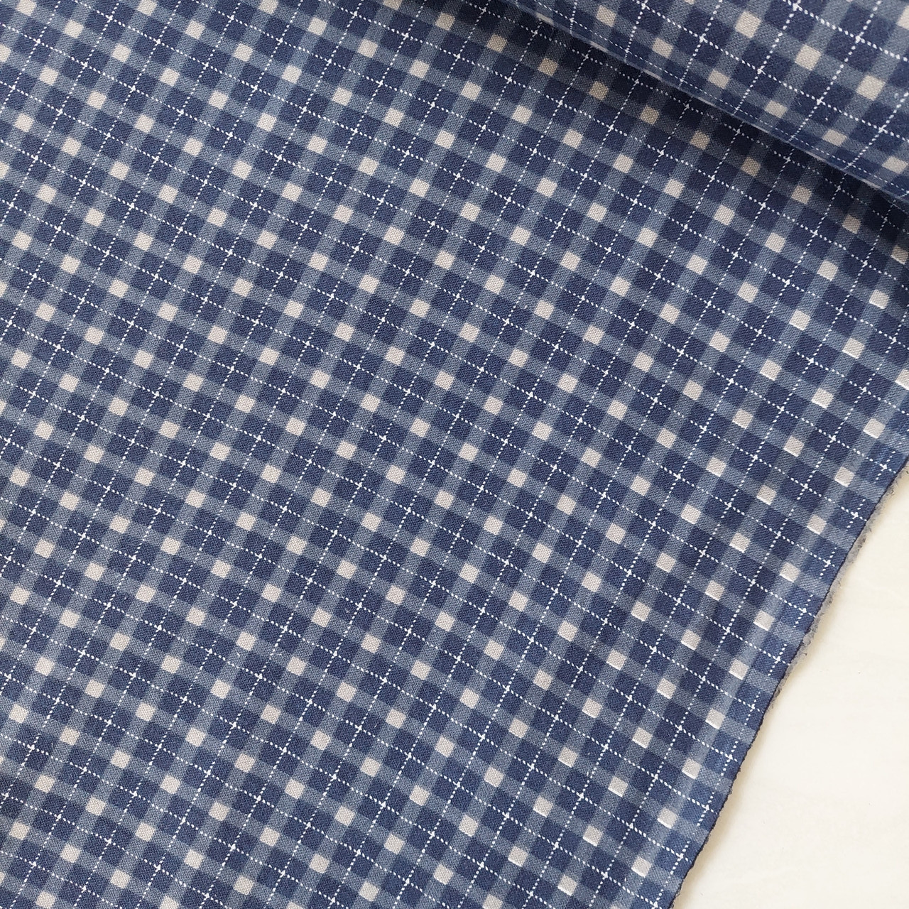 Фланель бавовна в клітку синю, ширина 150 см, фото 1