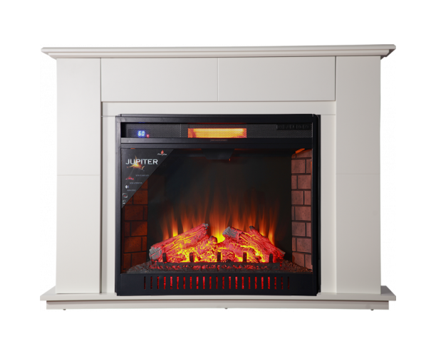 Класичний каминокомплект Fireplace Сальвадор Білий з ефектом живого вогню зі звуком і обігрівом