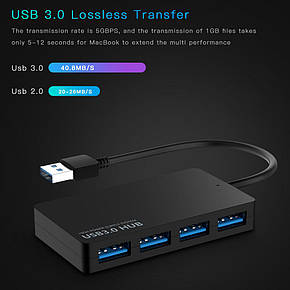 Ультратонкий USB 3.0 hub концентратор на 4 порти 5Gbps, фото 3