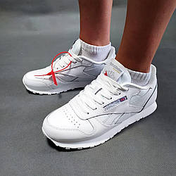 Жіночі кросівки Reebok Classic white Рибок Класик білі шкіряні