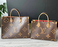 Модна велика шкіряна жіноча дорожня сумка шопер Louis Vuitton Луї Вітон