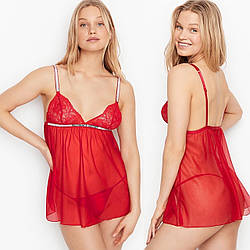 Пеньюар Victoria's secret XS (червоний прозорий із камінням)