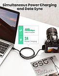 Кабель UGREEN 0.25 м Mini USB A Male - Mini-B Зарядний кабель USB 2.0, сумісний з GoPro Hero 3+ PS3 GPS, фото 3