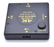 Перемикач свіч комутатор HDMI 4K з 3х в 1 switch