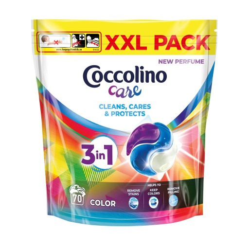 Капсули для прання кольорової білизни Coccolino Care 3 в 1 Color 70 капс, фото 1