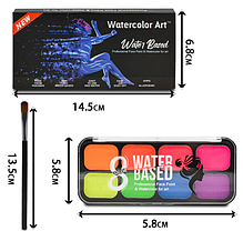 Аквагрим неоновий Papa Kiss 8 кольорів палітра, фото 4