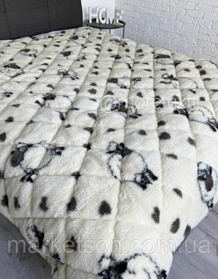 Тепла ковдра з овеча шерсть двоспальна відкрита 175х210