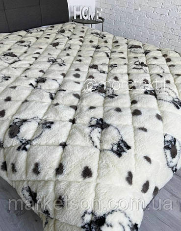 Тепла ковдра з овеча шерсть двоспальна відкрита 175х210, фото 1