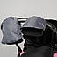 Муфта рукавички роздільні, на коляску / санки, універсальна, для рук, чорний фліс (колір - сірий), фото 2