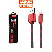 Круглый плетеный дата кабель LDNIO LS-23 с разъемом micro USB Красный