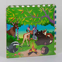 Коврик-пазл для детей "Сказочный лес" 4 шт в упаковке, 60х60 см