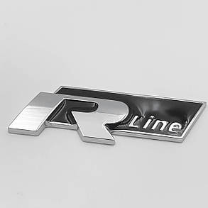 Емблема шильдик стікер R-line VW Volkswagen Хром чорний (Фольсваген), фото 1