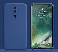 Силиконовый чехол с микрофиброй для Xiaomi Mi 9T Pro синий тонкий матовый