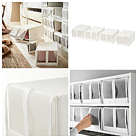 Набор коробок-органайзеров для хранения обуви 4 шт IKEA SKUBB 22x34x16 см белые ИКЕА СКУББ