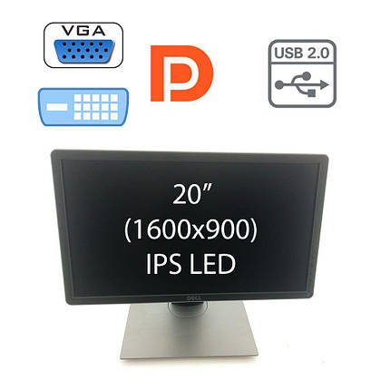Монітор Dell P2014 / 20" (1600x900) IPS LED / 1x DVI-D, 1x DP, 1x VGA, 1x USB-B, фото 2