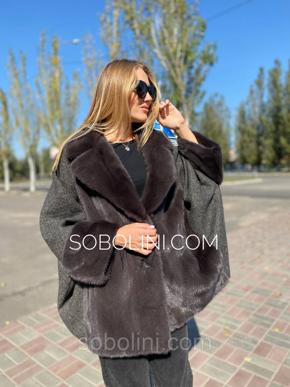 Кардиган в'язаний із хутром норки під замовлення, фото 1