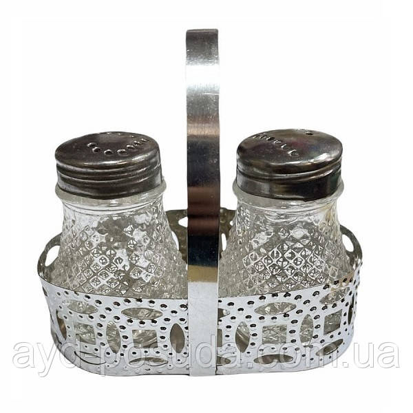 Ємності для солі і перцю BEH-S3 (з підставкою, скло, хромована сталь), арт. 15-3