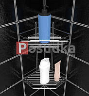 Металева полиця кутова у ванну 20 см двоярусна два контури