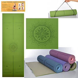 Килимок для фітнесу і йоги Profi MS 0613-22 сіро-зелений