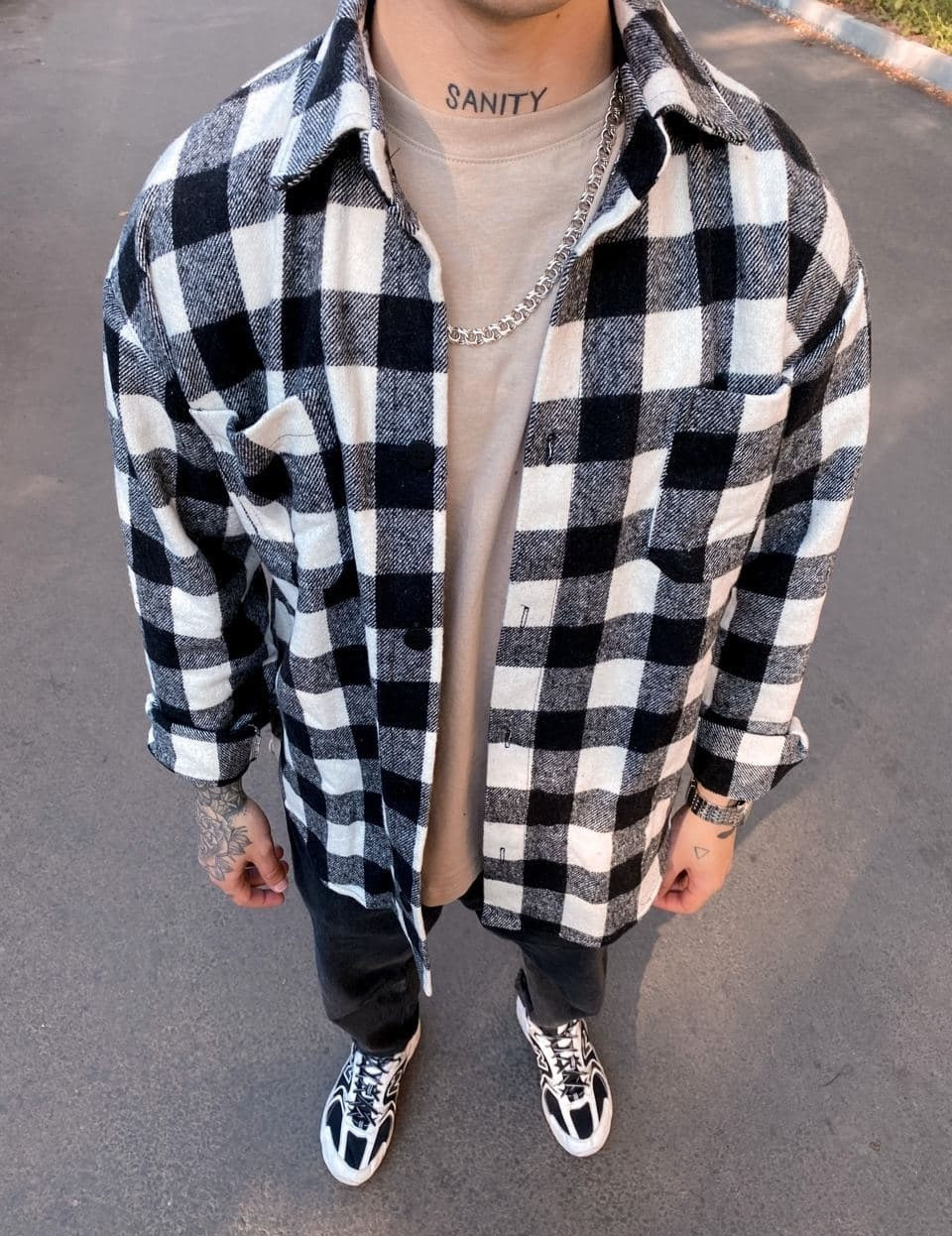 Купить Байковая рубашка в клетку мужская оверсайз тёплая с карманами ...