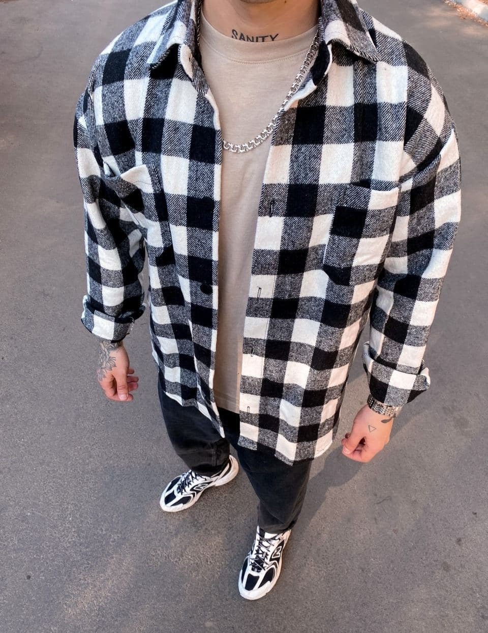 Купить Байковая рубашка в клетку мужская оверсайз тёплая с карманами ...