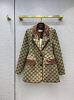 Стильный пиджак Gucci с кожаной отделкой в премиальном качестве