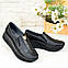 Жіночі туфлі шкіряні на потовщеній підошві. Колір чорний, фото 2