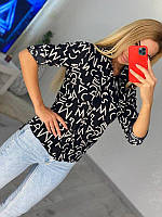 Сорочка жіноча з абстрактним принтом Чорна