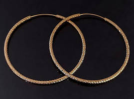 Сережки-кільця рифлені XР M&L. Позолота18К. Діаметр: 5,5 см. Товщина: 2 мм.