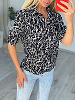 Сорочка жіноча з абстрактним принтом Чорна