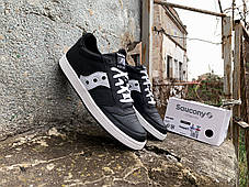 Чоловічі шкіряні кеди кросівки Saucony Jazz Court 70555-1s чорні ОРИГИНАЛ, фото 3