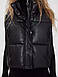 Тепла жіноча чорна жилетка з екошкіри на силіконі, фото 7
