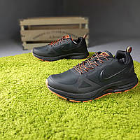 Кроссовки еврозима Найк Зум черные термоплащевка на зиму Мужские кроссовки Nike Zoom черные с оранжевым