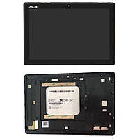 Дисплей для Asus ZenPad 10 Z300M, Z300CNL, Z301ML, Z301MFL модуль с серебристой рамкой, желтый шлейф, оригинал