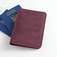 Обложка из натуральной кожи для бумажного паспорта (винтажная кожа), цвет бордовый