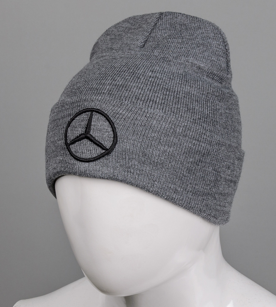 Шапка молодіжна з вишивкою Mercedes (m33), Сірий