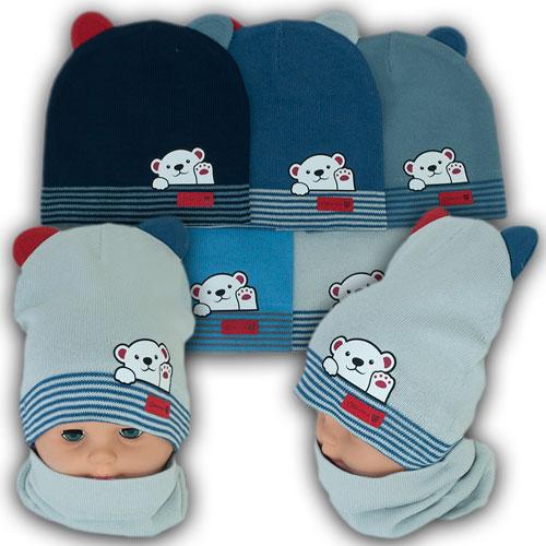 ОПТ Комплект шапка та хомут для хлопчика, р. 44-46 (5 шт./набір), фото 1