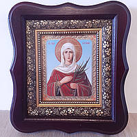 Икона Татьяна святая Мученица, лик 10х12 см, в темном деревянном киоте