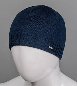 Чоловіча в'язана шапка на флісі Nord (1648), Темно-синій