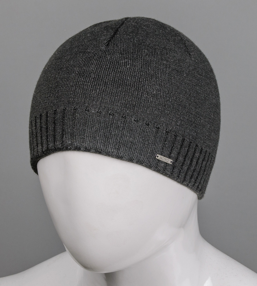 Чоловіча в'язана шапка на флісі Nord (1648), Темно-сірий, фото 1
