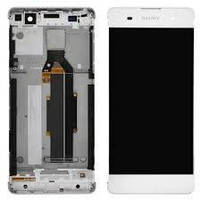 Дисплей (LCD) Sony F3111 Xperia XA, F3112, F3113, F3115, F3116 з сенсором білий + рамка Оригінал