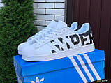 Кросівки чоловічі Adidas Superstar шкіряні спортивні модні білі, фото 3