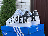 Кросівки чоловічі Adidas Superstar шкіряні спортивні модні білі, фото 6