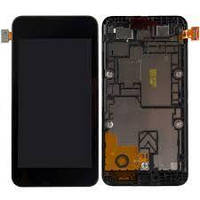 Дисплей (LCD) Nokia 530 Lumia (RM-1017, RM-1019) с сенсором черный + рамка Оригинал